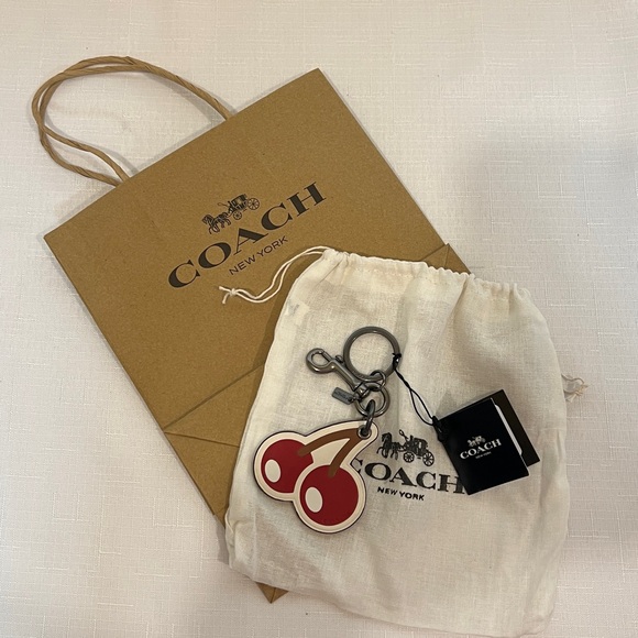 Coach PACMAN PAC-MAN Cherry Cherries Bag Charm Keyring NWT - Picture 1 of 8